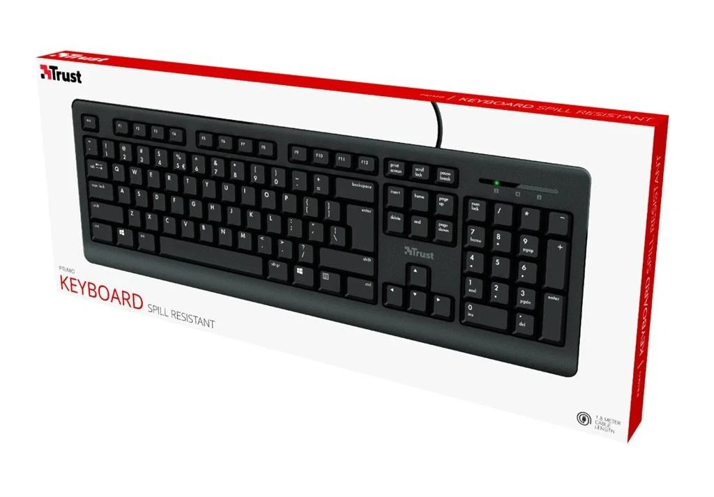 Trust TK-150 Silent Wired USB Keyboard, Black - 23984 - Image 3