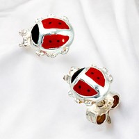 Kinder Ohrstecker MarienkäFer Rot 925 Sterling Silber Ohrringe Kinderohrringe