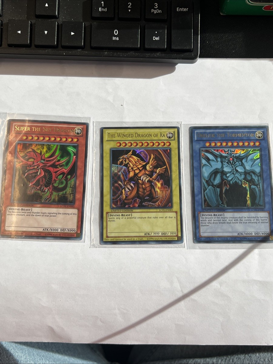 Yu-Gi-Oh! TCG Set of Egyptian God Cards (Obelisk, Ra, Slifer) LC01-EN001 2  & 3 | eBay