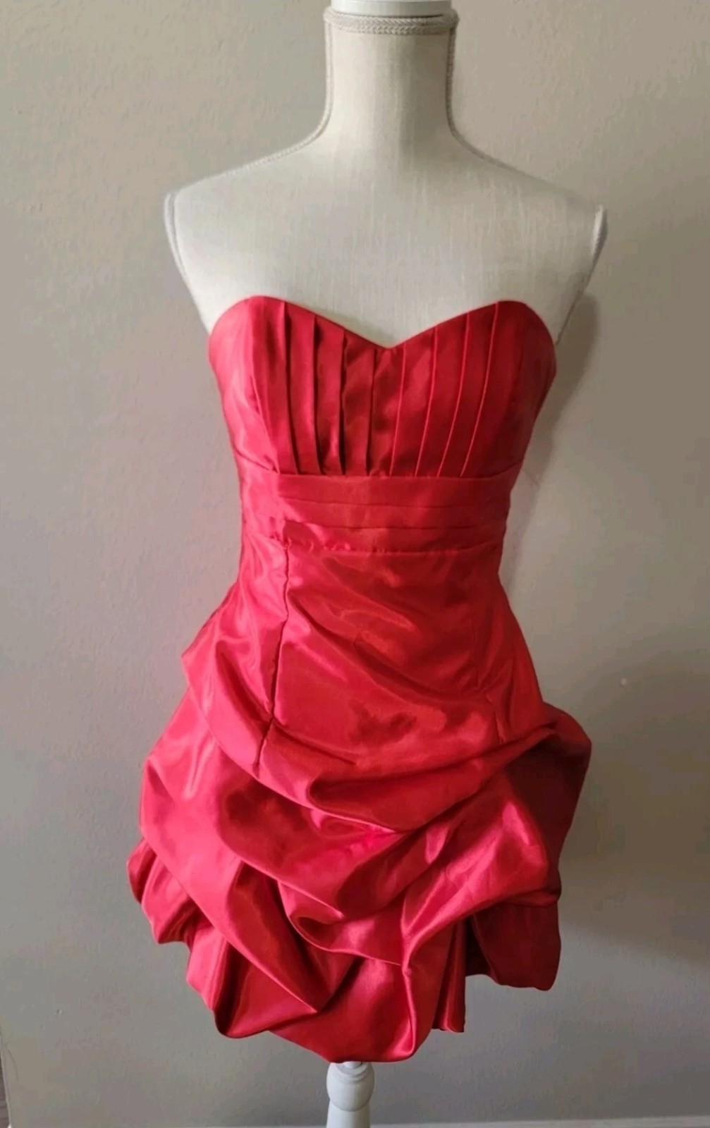 Gunne Sax, Vintage Jessica McClintock For Gunne Sax Red Satin Party Dress Size 3 Strapless
