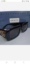 AUTHENTIC GUCCI GG0811S THICK RIM RECTANGLE QUILTED SUNGLASSES IN BLACK
