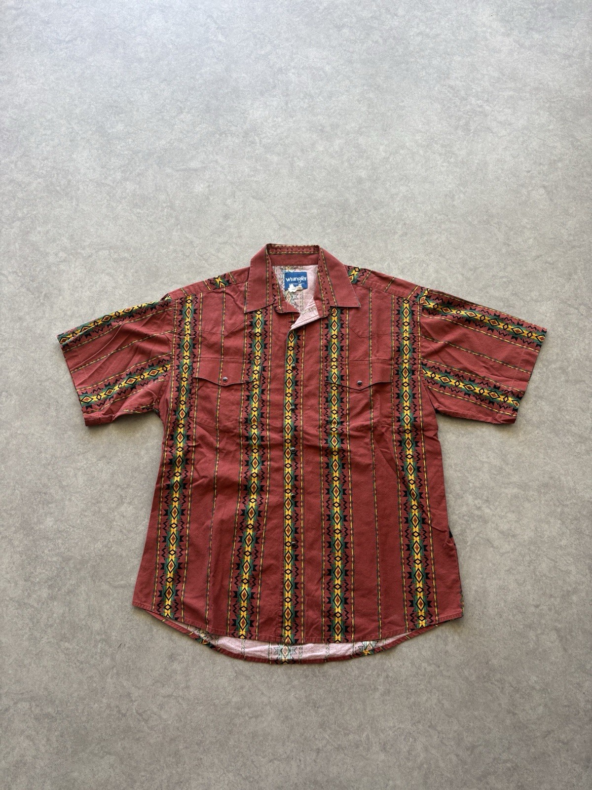 Wrangler Men's Western Pearl Snap Shirt Size Large, Short Sleeve, Vintage Rodeo