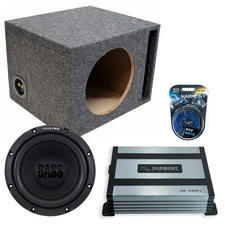 Alpine W10S4 10" Loaded Subwoofer Bundle Single Chamber Vented Sub Box w/ Amp