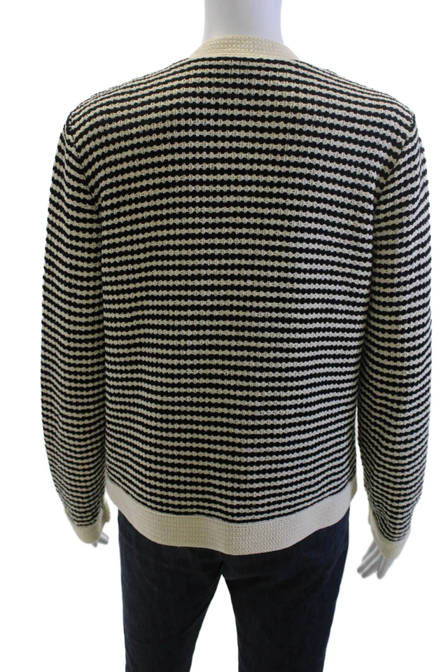 Cárdigan Tory Burch Mujer Rayas Beige Botón Mezcla Algodón Manga Larga Talla L Foto 3 de 4