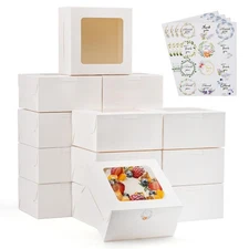 20pcs White Small Bakery Boxes with Window 4x4x2.5Inches Provide an Attractive