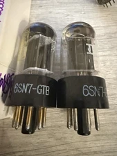 NOS 6SN7 GTB Carbonized Black Plates Ring Getter Mullard Tooling, 1-gold Pin