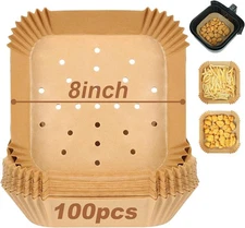 BYKITCHEN Square Air Fryer Liners for 2 to 5 Qt, Set of 100