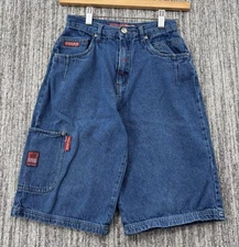 VTG Baggy Blue Jean Utility Shorts Boy’s Long Jorts Sz 12 24x12 Y2K JNCO Style