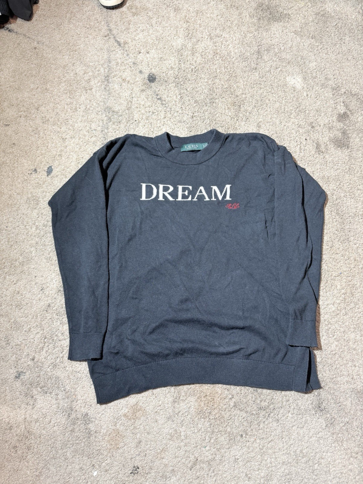 Lauren Ralph Lauren Womens Sweater Black Dream Knit Crew Neck Size S