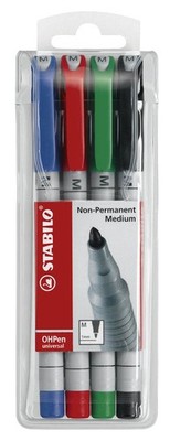 STABILO OHPen universal Folienstifte-Set farbsortiert non-permanent, 4 St.