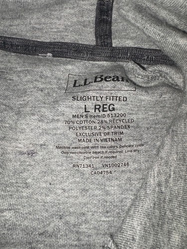 LL Bean Hooded Sweatshirt Mens Large Gray Slightly Fitted Hoodie Pullover Pocket - Picture 2 of 6