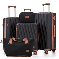 Luggage Sets 5 Piece Suitcases with Wheels,ABS Hard Case Suitcases with Spinn...