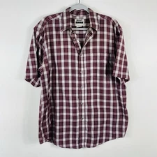 Wrangler Riata Size Large Plaid Short Sleeve Casual Button Shirt Red