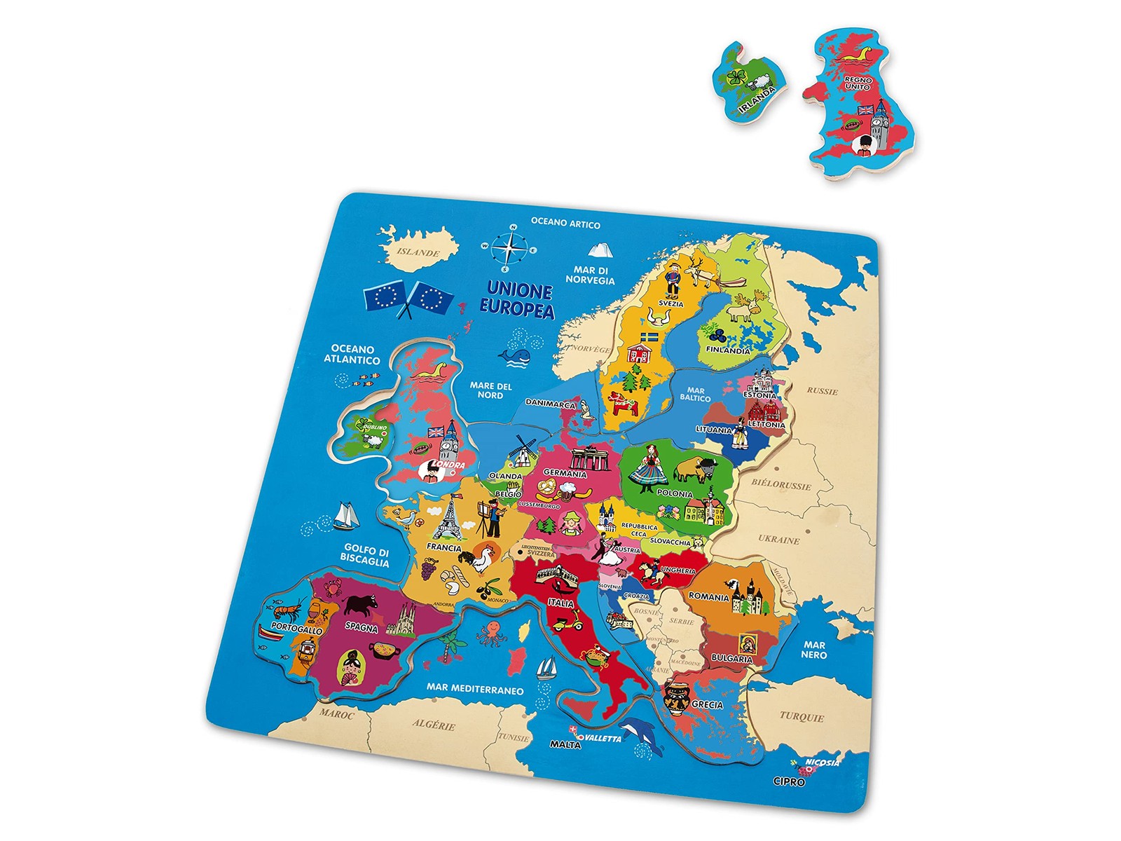 Theorem Puzzle in Wood, Multi-Colour Europe Multi-Coloured