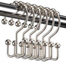 Ganchos dobles de metal para cortina de ducha, resistentes al xido, pack 12