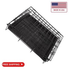 Black Iron Wire Dog Crate with Removable Tray and Door Lock