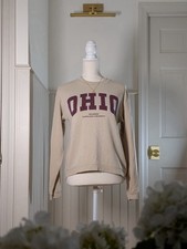 H M Kids Ohio Crewneck Sweatshirt Youth 16/18 Beige Varsity Pullover