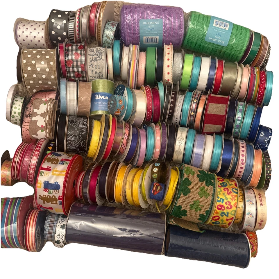 HUGE Lot of Assorted Ribbon! New & used! Lot Of 115+ Spools! Holidays Grossgrain - Image 4 of 4