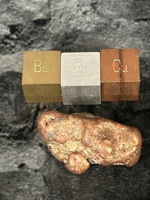 96g Beautiful Copper Nugget And 10mm AL, BS And Copper Density Cubes