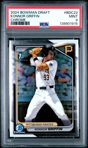 2024 BOWMAN DRAFT KONNOR GRIFFIN 1st CHROME #BDC22 PSA 9 MINT MLB #1 PROSPECT🔥