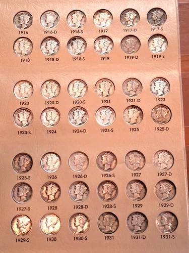 COMPLETE***1916 - 1945 S Mercury Dime Set 1916D 1921 P&D 1926 S  Silver ag-bu