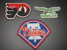 Philadelphia Sports Embroidered Iron On Patch Lot Of 3