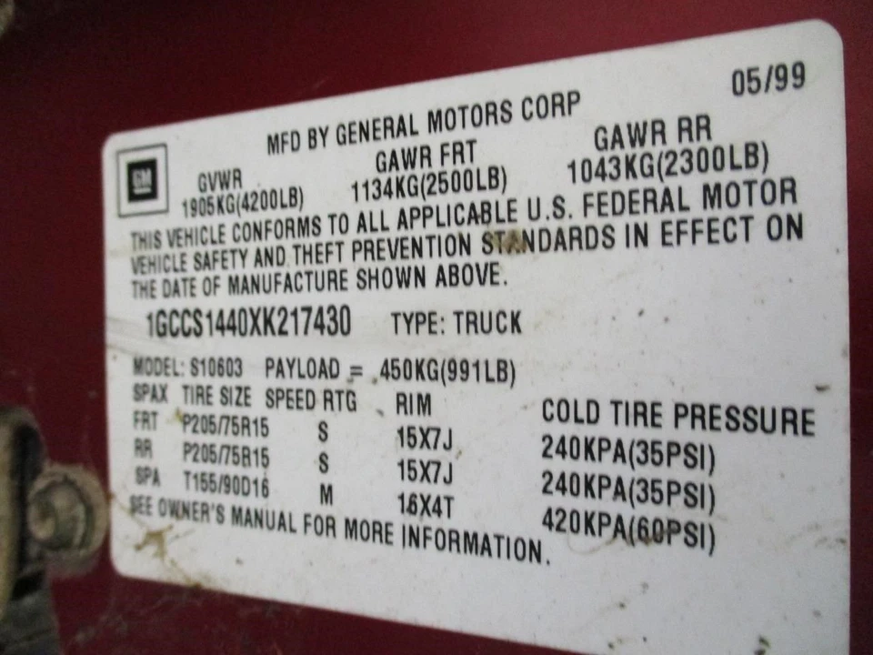 Chevrolet S10 1999 compresor 89018955 9196 Foto 4 de 4