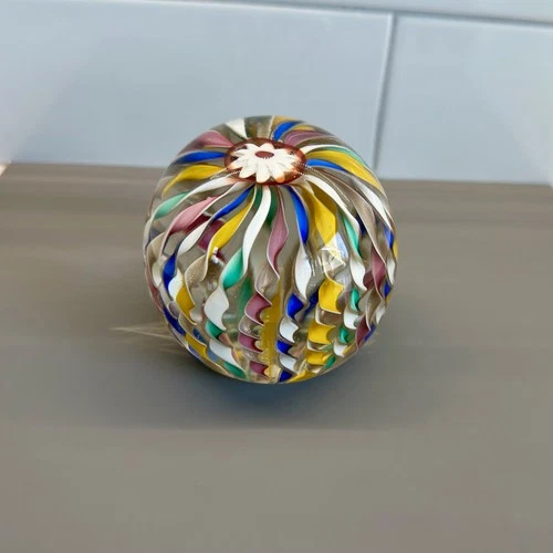 VTG Toso Murano Glass Hand Blown Glass Paperweight “ Ribbons”