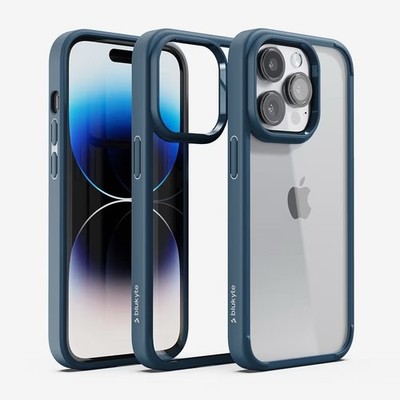 BluKyte iPhone 14 Pro Case Clear Back TPU PC Shockproof Slim Sapphire Blue