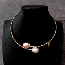 Freshwater Cultured Purple Baroque Pearl Gold Plated Choker Necklace