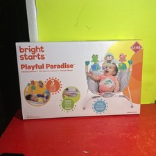 Bright Starts Playful Paradise Vibrating Baby Bouncer with Toys - Brand New