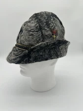 Vintage Mens Gray Faux Fur Winter Cap Ear Flaps - Size Med - No Tags