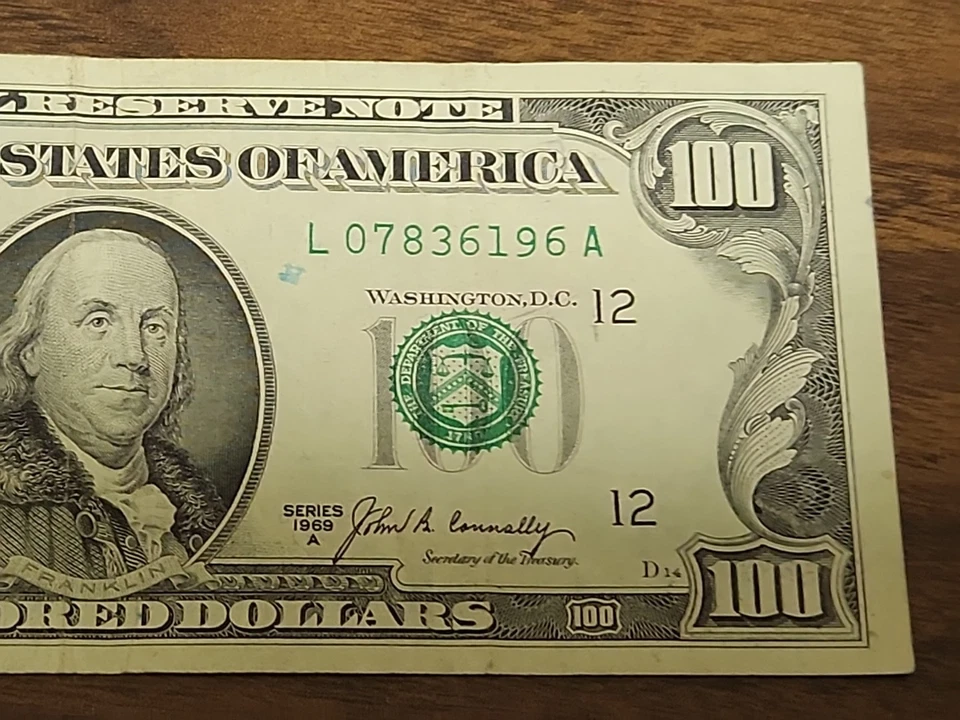 Series 1969A $100 Bill * SAN FRANCISCO * L 07836196 A - Image 4 of 4