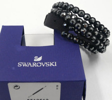 BEAUTIFUL NEW SWAROVSKI WOMENS SLAKE BRACELET SUEDE & CRYSTAL BLACK BOXED