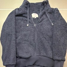 Member's Mark Cozy Sherpa Pullover Navy Blue Quarter Zip Fleece Sweater Small