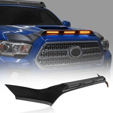 Fit 16-23 Toyota Tacoma Off-Road Hood Protect Stone Guard Bug Deflector w/ Light
