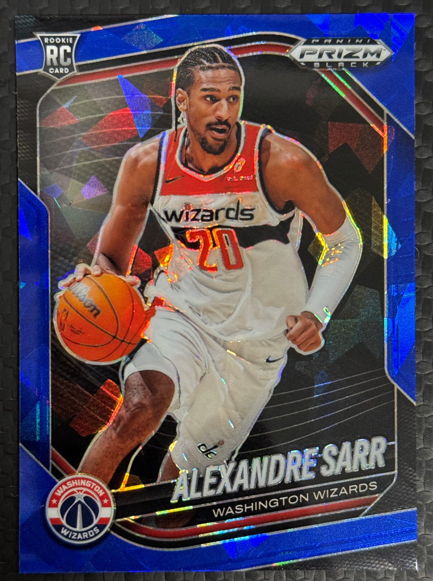 Alexandre Sarr 2024-25 Panini Prizm Black 002/125 Blue Cracked Ice RC #46