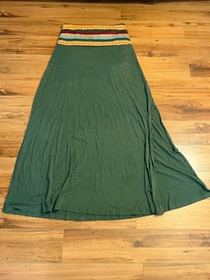 Threads 4 Thought Green Maxi Skirt Women s Small Boho Knit Waist
