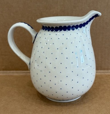 Boleslawiec Polish Pottery 6  Tall  Pitcher Blue Polka Dot Ceramika Artystyczna