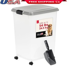 Airtight Pet Food Storage Bin W/ Scoop  Wheels Durable Dog Cat Container New