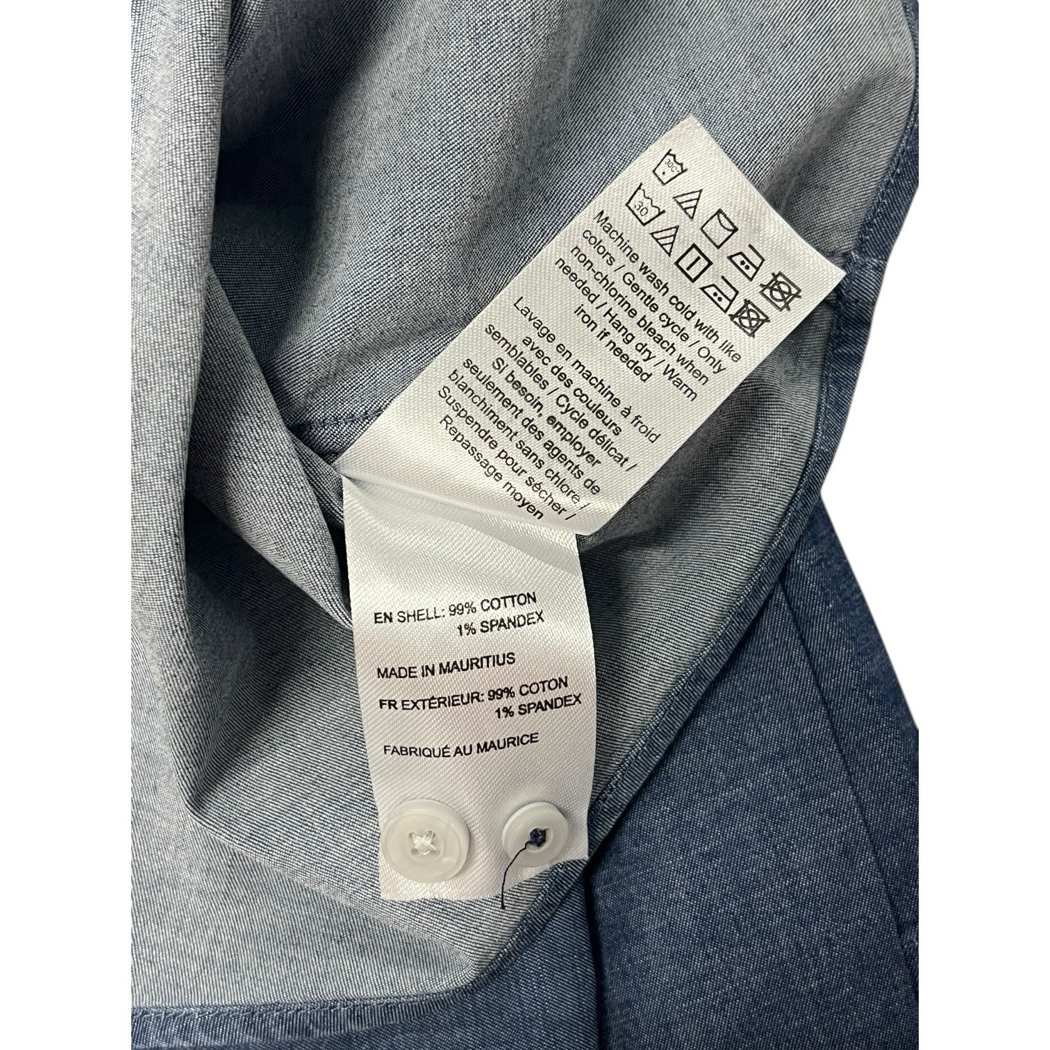 Untuckit Shirt Mens Large Blue Slim Fit Chambray Button Up Casual Modern Classic