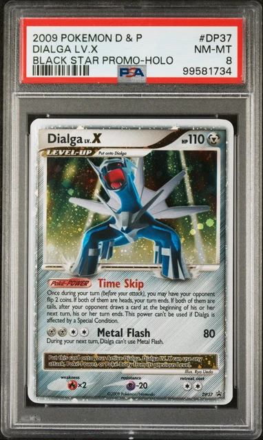 2009 POKEMON DIAMOND & PEARL BLACK STAR PROMO #DP37 DIALGA LV.X-HOLO PSA 8
