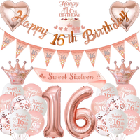 Deko 16. Geburtstag MäDchen Rosegold - 16. Geburtstagsdeko Luftballons Happy Bir