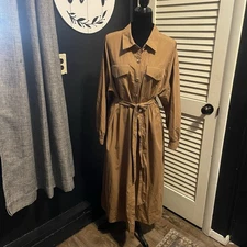 Future Collective Belted Maxi Shirtdress Brown/Black Striped Large