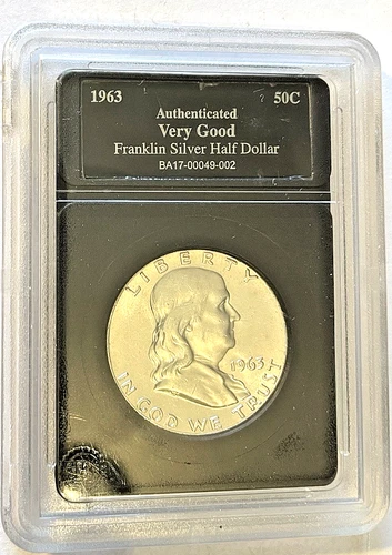 1963 Franklin Hald Dollar Siver Authenticated "Very Good"