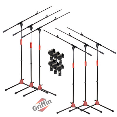 Microphone Stand 6 PACK - GRIFFIN Telescoping Boom Arm Mic Studio Stage Tripod