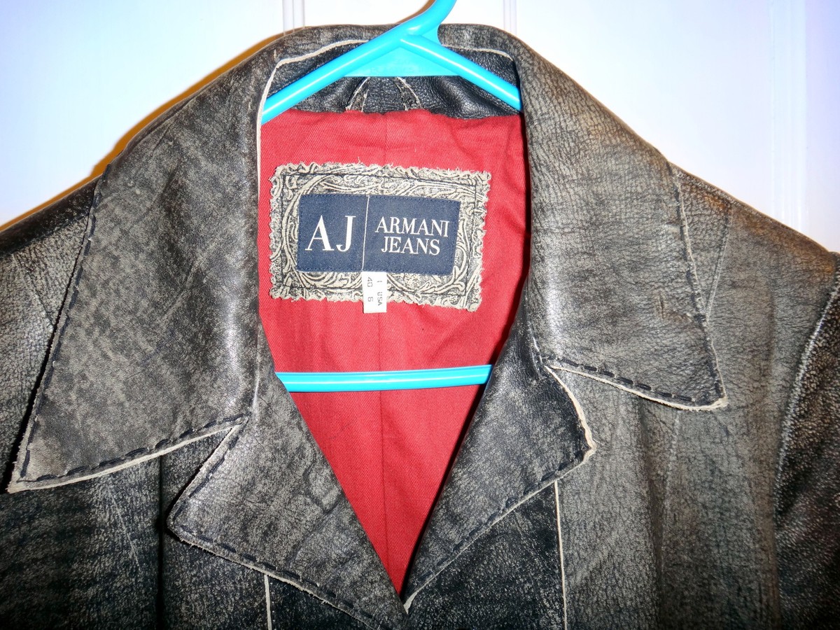 ARMANI JEANS GRAY DISTRESSED LEATHER TATTOO JACKET/BLAZER ARMANI JEANS GRAY DISTRESSED LEATHER TATTOO JACKET/BLAZER