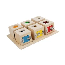 Wooden Lock Box Toy Developmental Toy Busy Board for Preschool Children