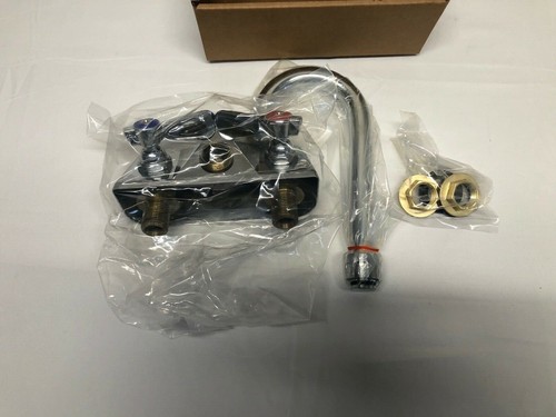 Rubinetto lavandino a mano commerciale AA-410G 4"" montaggio a parete con beccuccio collo d'oca 3-1/2 - Foto 2 di 9
