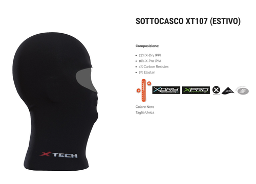 XTECH Passamontagna Sottocasco Nero Elasticizzato ESTIVO Taglia Unica | eBay
